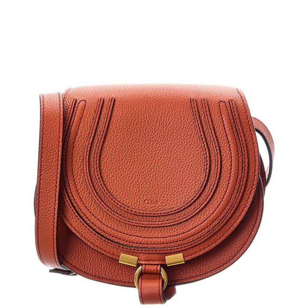 Chloé Marcie Small Leather Saddle Bag, Orange